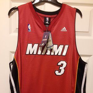 NEW Adidas NBA Miami Heat Dwyane Wade 3 Red Swingman Jersey Mens XL Sewn